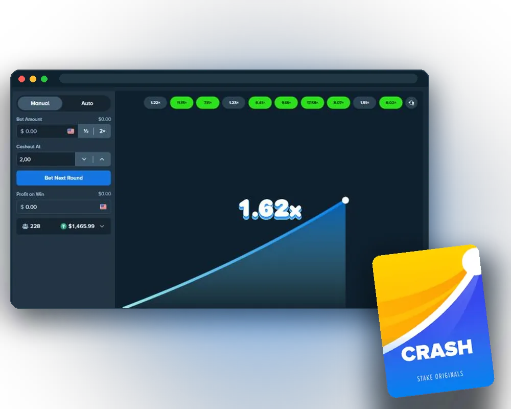Crash game window on stake.com